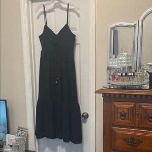 Madewell Black Spaghetti-Strap Maxi Sundress